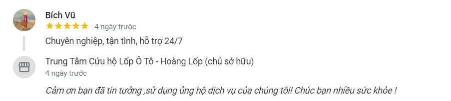 Cảm nhận của khách hàng khi sử dụng dịch vụ của Trung tâm Hoàng lốp.